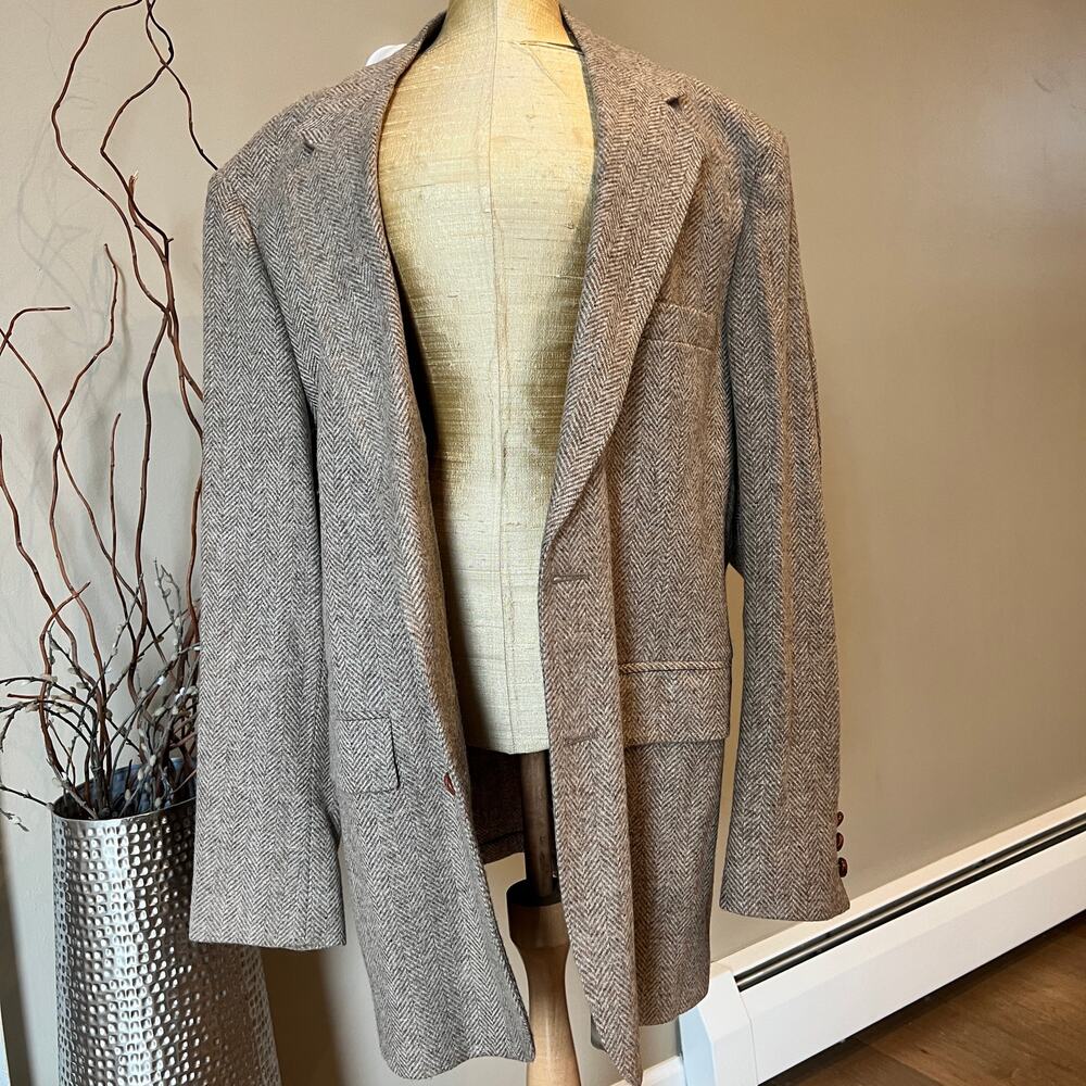 Vintage Wool Blazer Mens 44R Brown Earthy Minimalist 2 Button Heritage - Picture 3 of 11